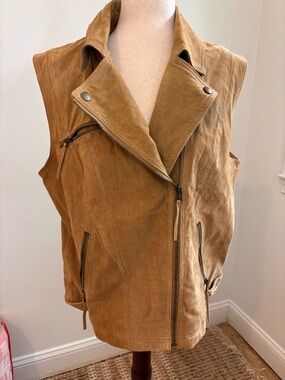 Ookie and LaLa 100% LEATHER Vest Light Brown Bohemian Vest XL